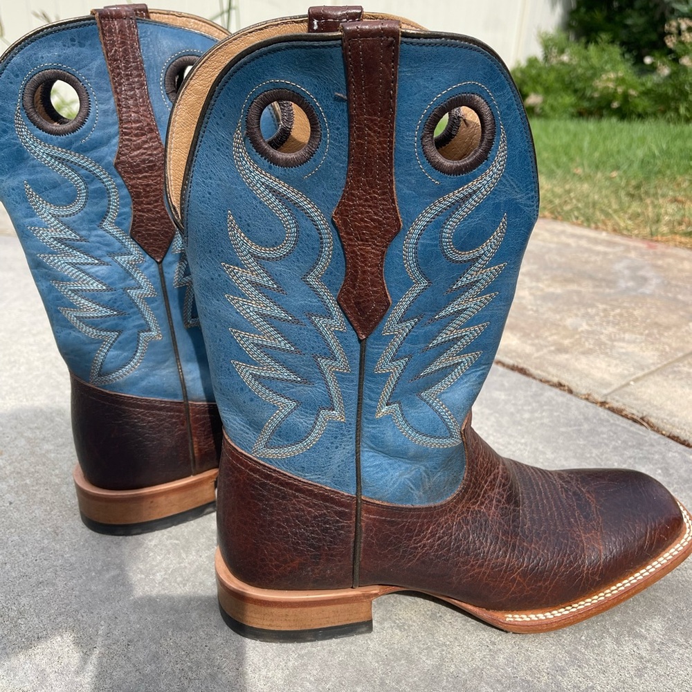 Men's Two-Tone Blue & Brown Western Pull-On Cowboy Boots